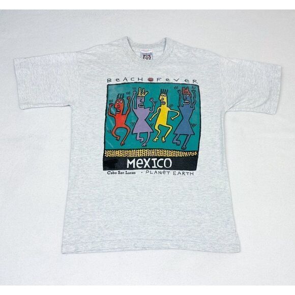 Vintage Cabo San Lucas Mexico T-Shirt Beach Fever Medium Grey Tourist Art - Picture 2 of 8
